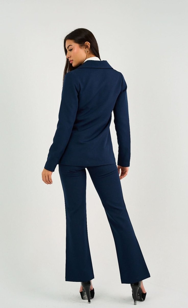 Navy Single - Button Tailored Blazer - Hushy Wear
