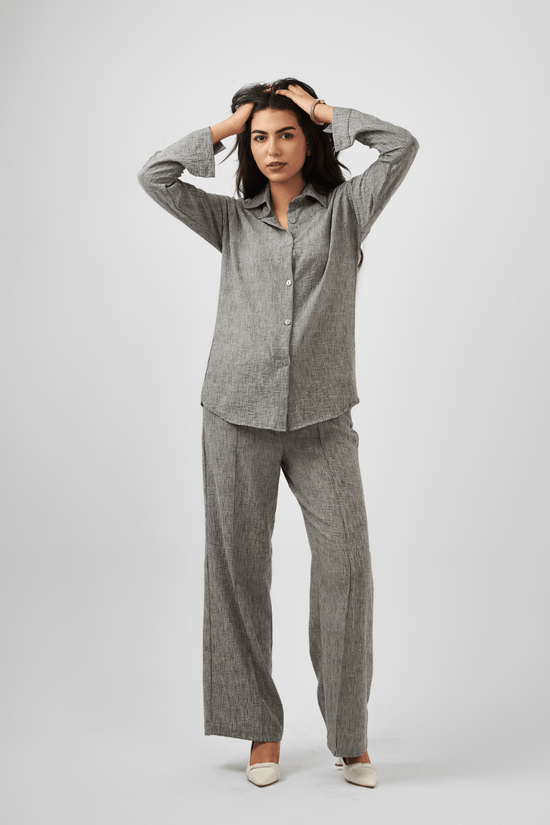 Oversized Linen Gray Shirt - Hushy Wear