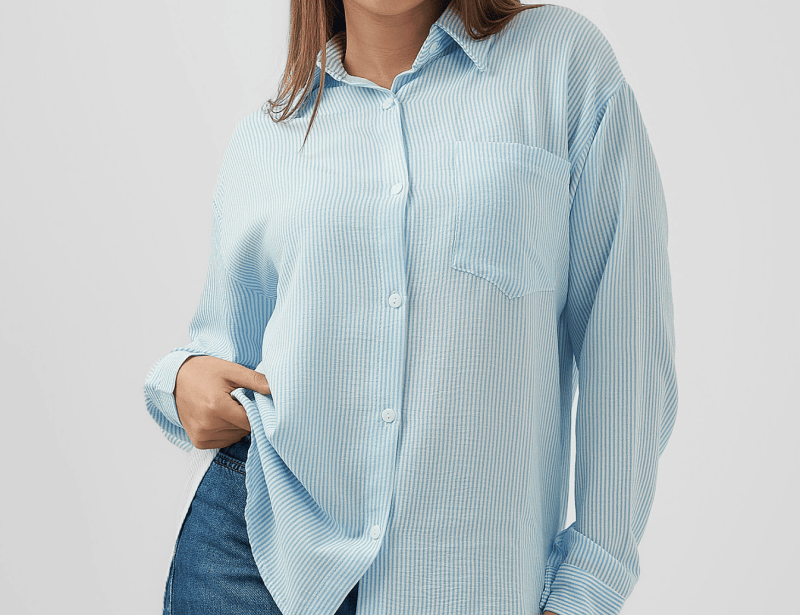Oversized Shirt In Baby Blue - Hushy Wear