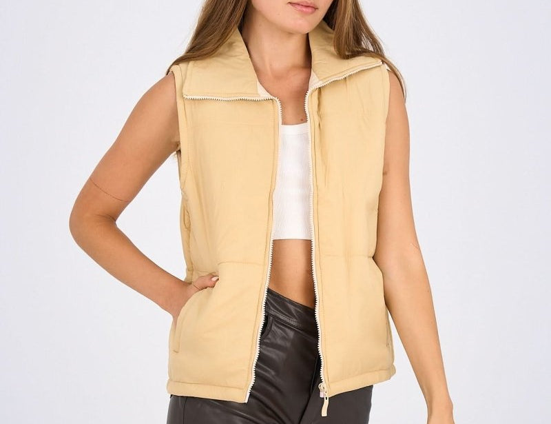 Puffer Vest - Light Beige - Hushy Wear