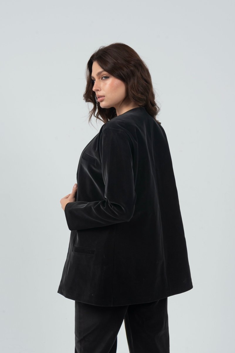 Relaxed Fit Blazer Waterproof Leather (Blazer Only) - Black - Hushy Wear