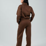 Relaxed Fit Half - Zip Sweater & Pants Set – Mocha - Hushy Wear