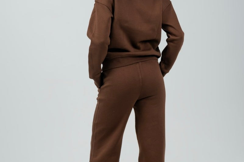 Relaxed Fit Half - Zip Sweater & Pants Set – Mocha - Hushy Wear