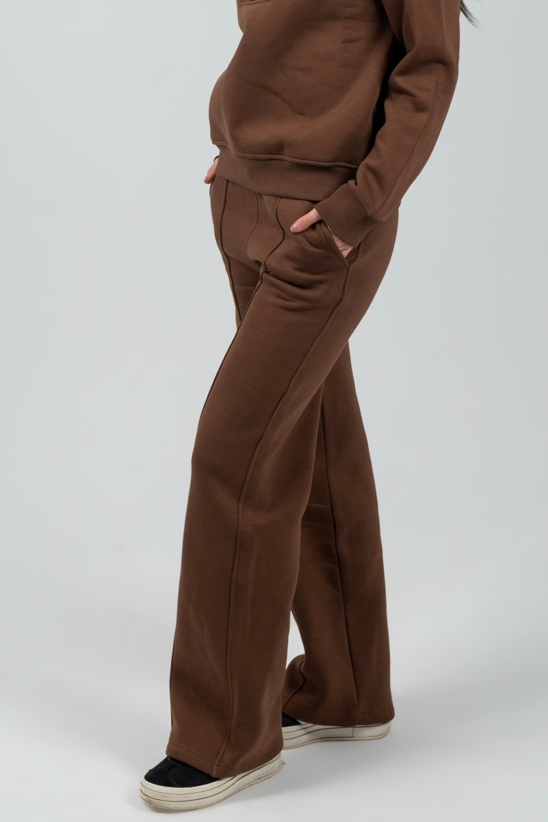 Relaxed Fit Half - Zip Sweater & Pants Set – Mocha - Hushy Wear