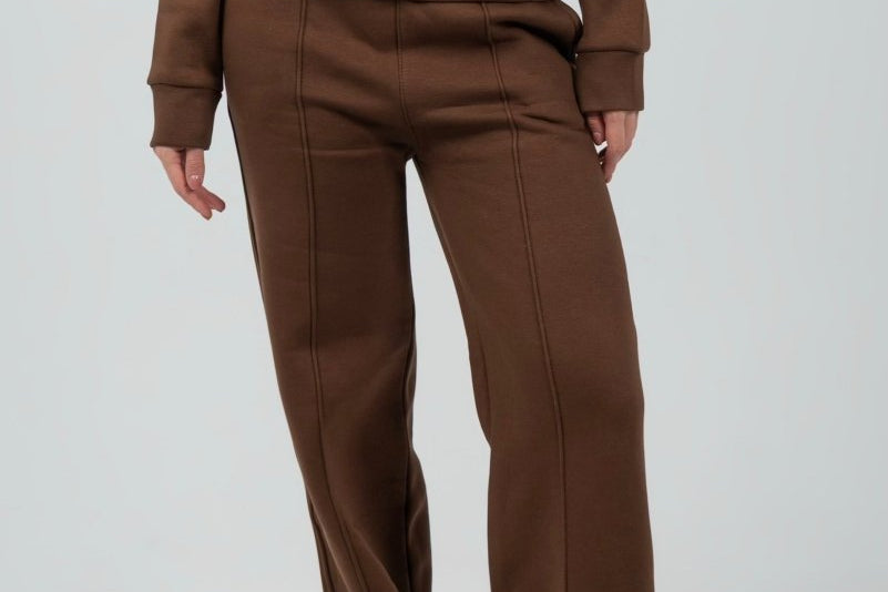 Relaxed Fit Half - Zip Sweater & Pants Set – Mocha - Hushy Wear