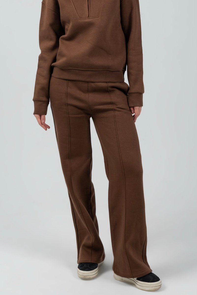 Relaxed Fit Half - Zip Sweater & Pants Set – Mocha - Hushy Wear