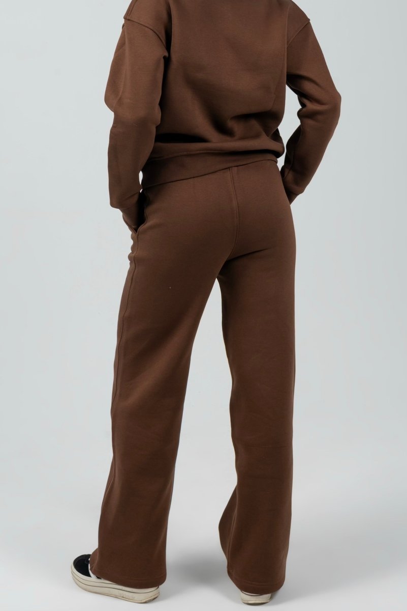 Relaxed Fit Half - Zip Sweater & Pants Set – Mocha - Hushy Wear