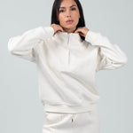 Relaxed Fit Half - Zip Sweater & Pants Set – Offwhite - Hushy Wear