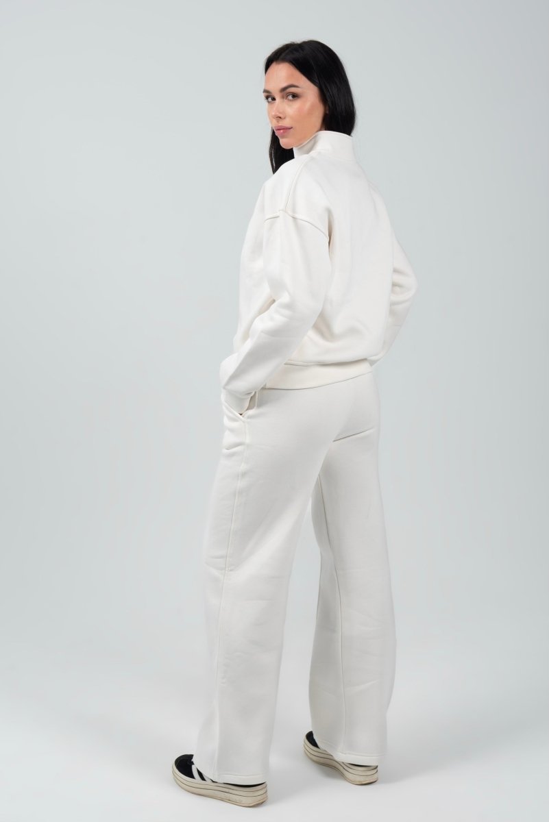 Relaxed Fit Half - Zip Sweater & Pants Set – Offwhite - Hushy Wear