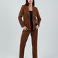 Relaxed Fit Suede Two Button Blazer - Brown - Hushy Wear