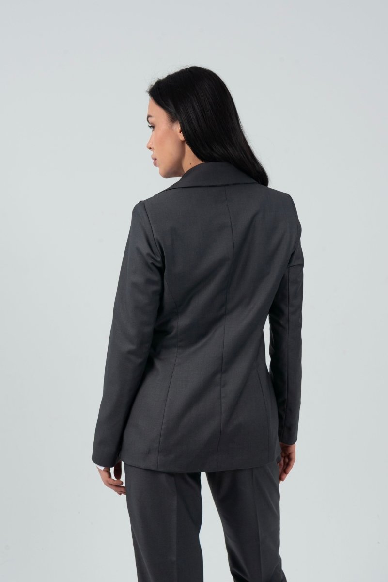Relaxed Fit Two Button Blazer (Blazer Only) - Gray - Hushy Wear