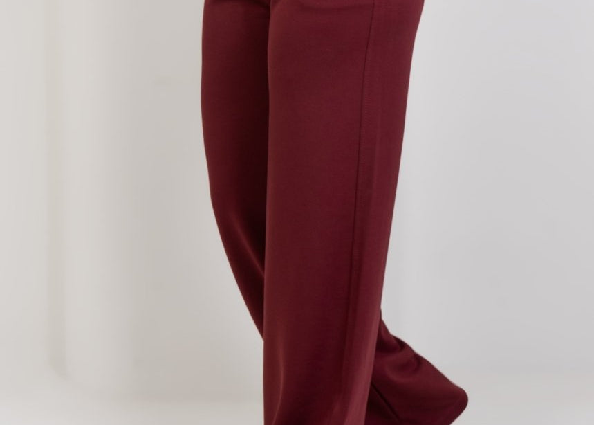 Relaxed Straight Sweatpants - Burgundy - Hushy Wear