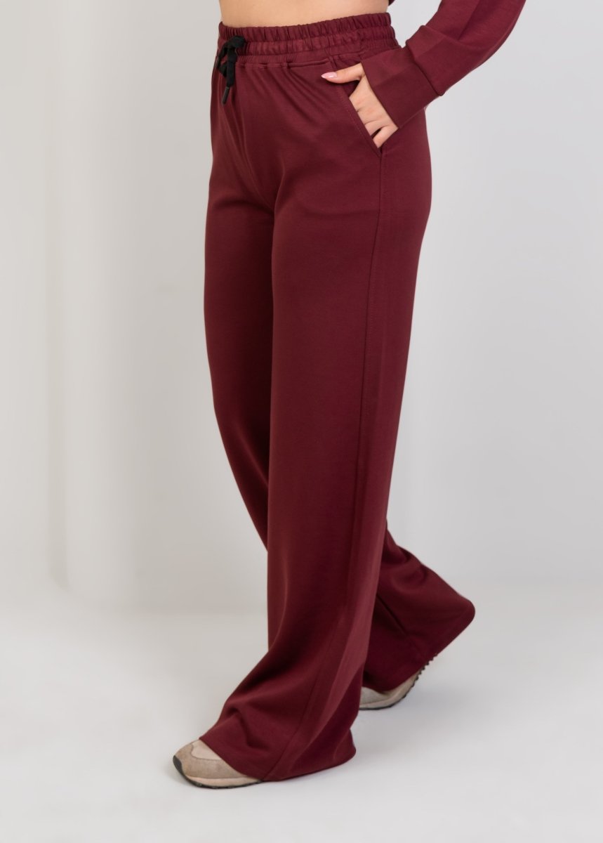 Relaxed Straight Sweatpants - Burgundy - Hushy Wear