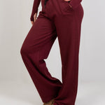 Relaxed Straight Sweatpants - Burgundy - Hushy Wear