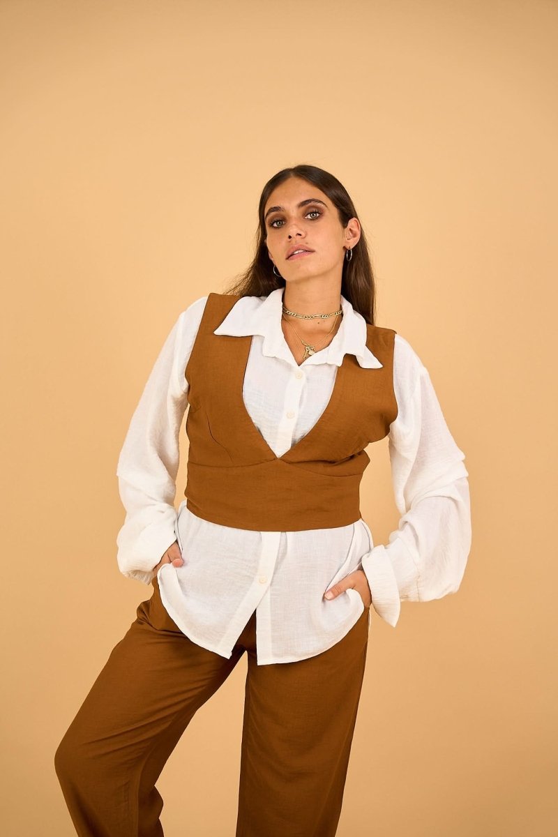 RINI - Full Vest Set - Brown - Hushy Wear