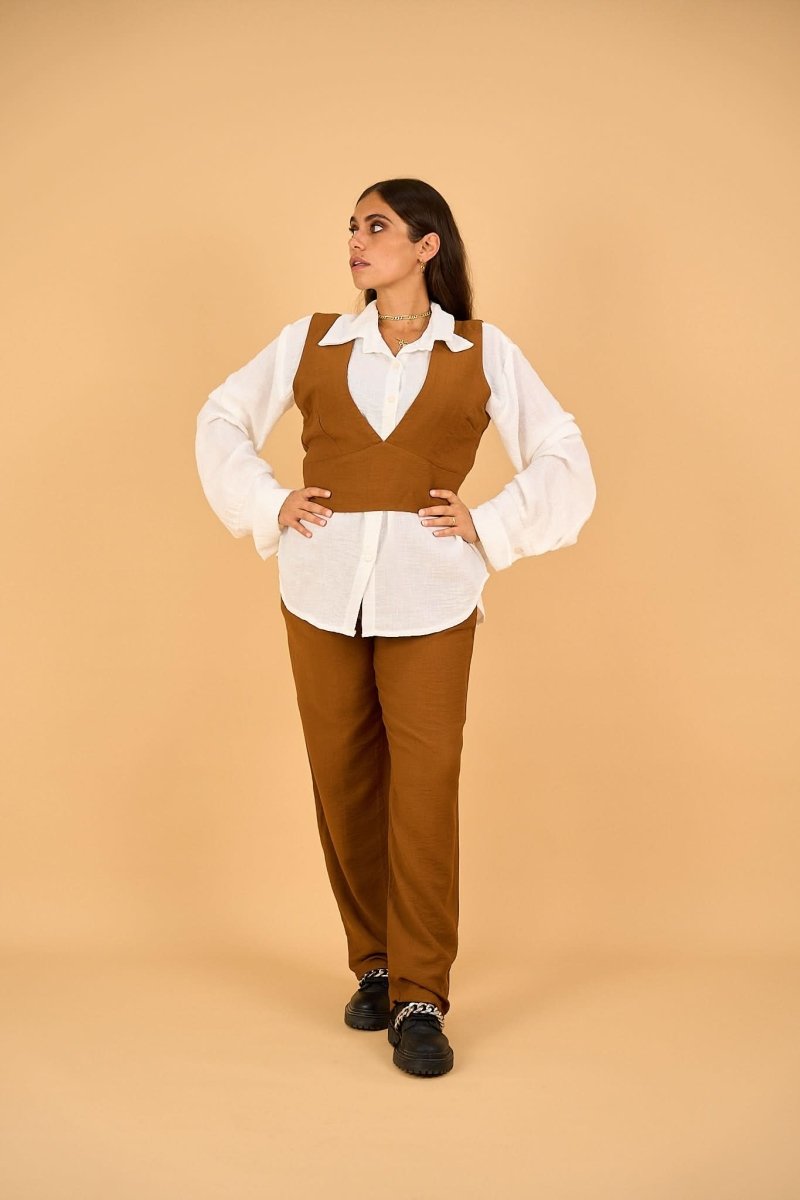 RINI - Full Vest Set - Brown - Hushy Wear