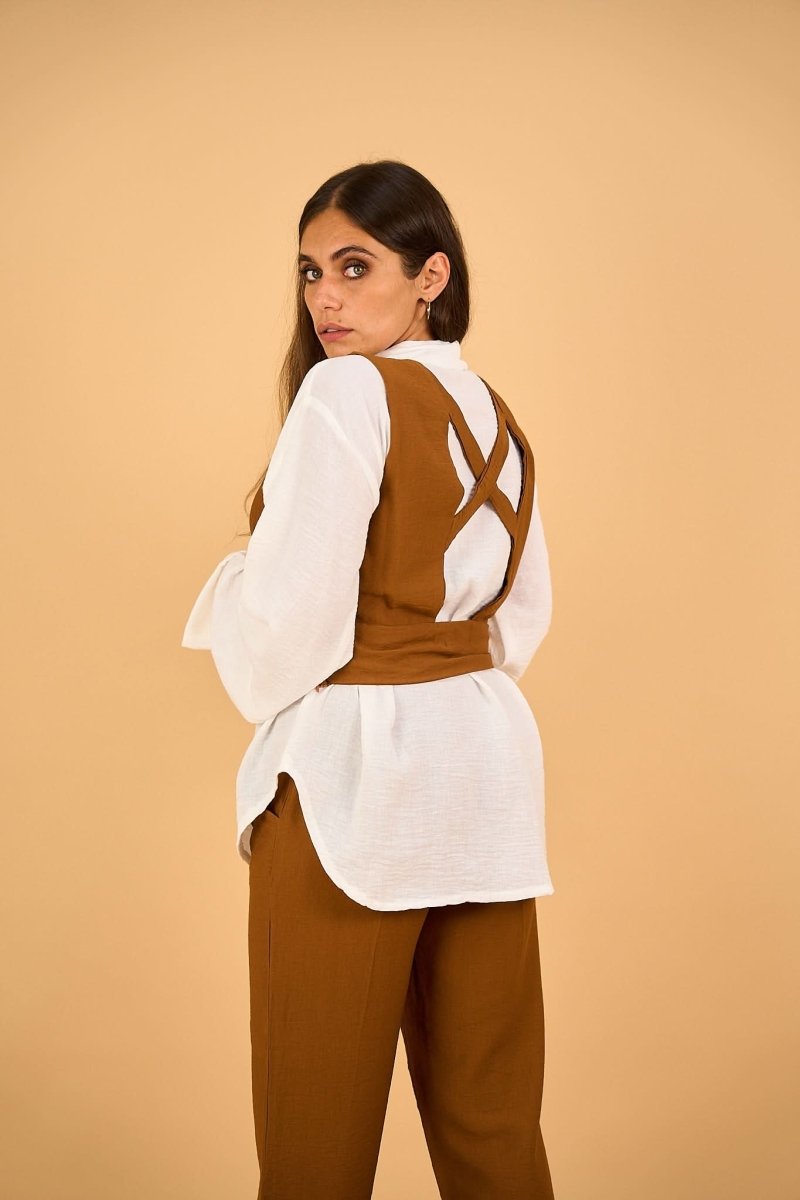 RINI - Full Vest Set - Brown - Hushy Wear
