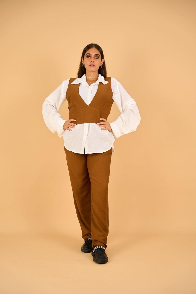 RINI - Full Vest Set - Brown - Hushy Wear