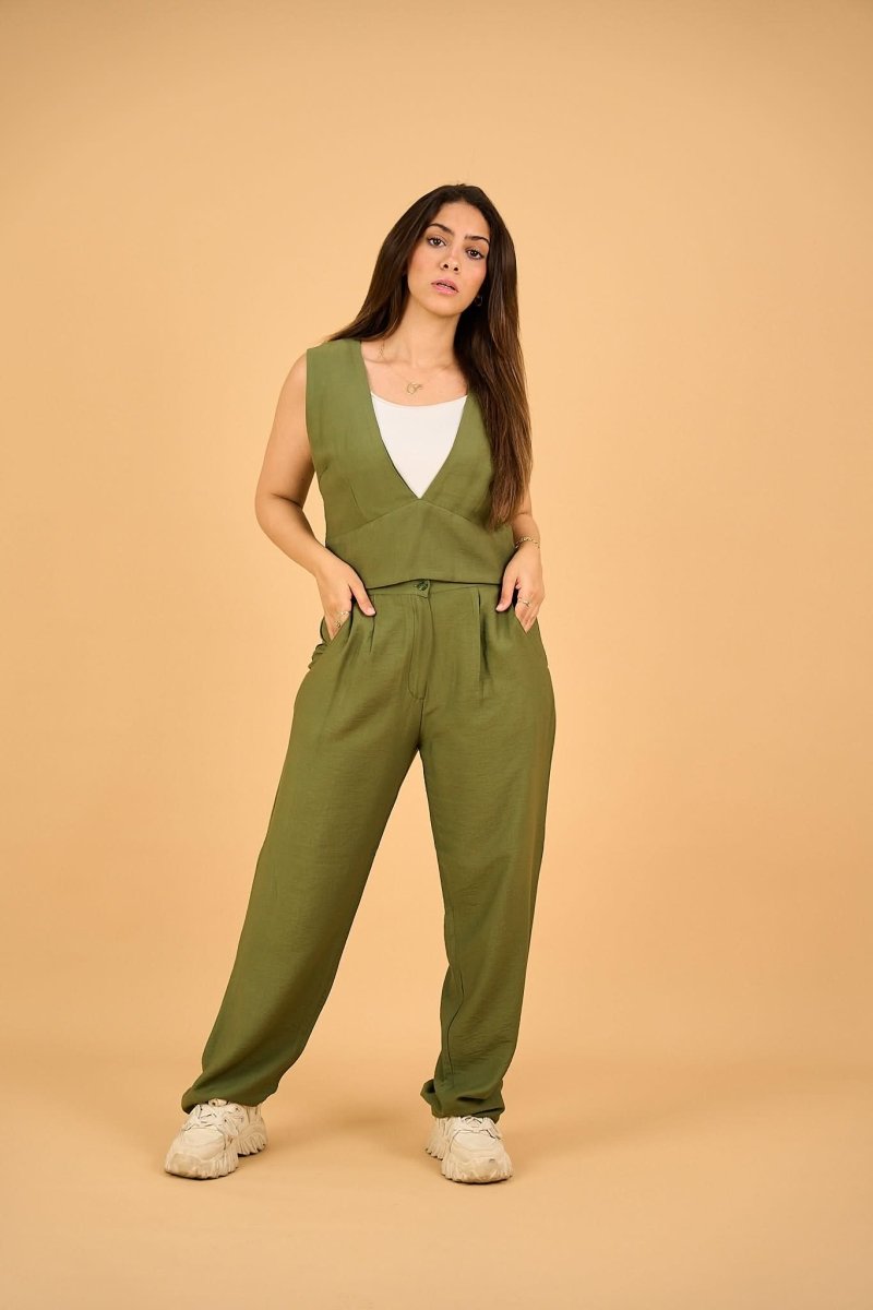 RINI - Full Vest Set - Olive - Hushy Wear