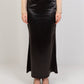 Satin High Waisted Maxi Skirt - Black - Hushy Wear