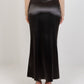 Satin High Waisted Maxi Skirt - Black - Hushy Wear