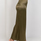 Satin High Waisted Maxi Skirt - Olive - Hushy Wear