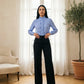Sky Blue Ruffled Collar Button - Up Blouse - Hushy Wear