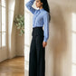 Sky Blue Ruffled Collar Button - Up Blouse - Hushy Wear