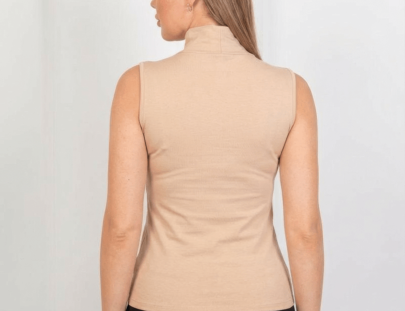 Sleeveless Basic Top - Beige - Hushy Wear