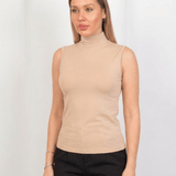 Sleeveless Basic Top - Beige - Hushy Wear