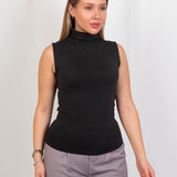 Sleeveless Basic Top - Black - Hushy Wear