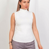 Sleeveless Basic Top - White - Hushy Wear