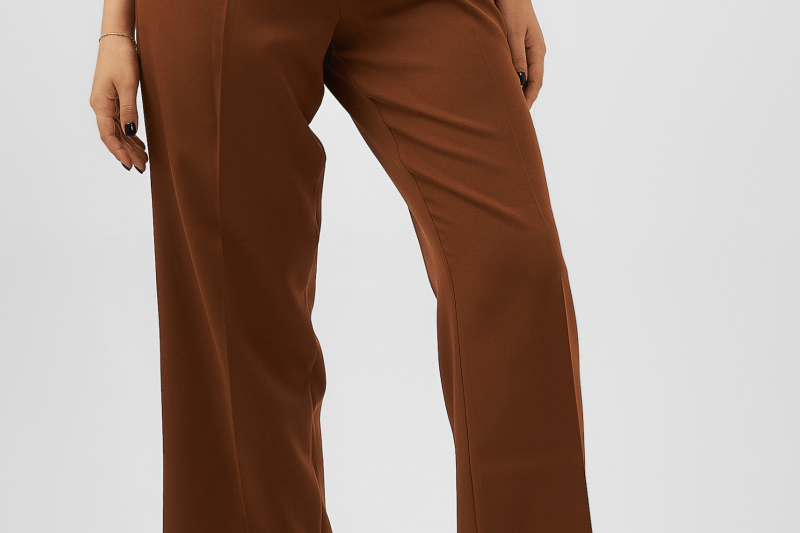 Straight Leg Trousers in Brown - Hushy Wear