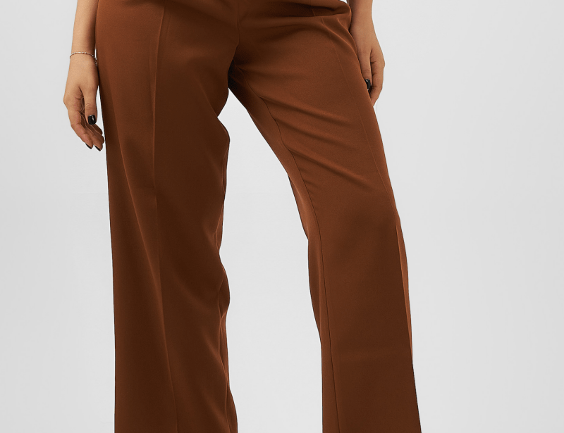Straight Leg Trousers in Brown - Hushy Wear