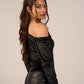 Velvet One Off Shoulder Tops - Black - Hushy Wear