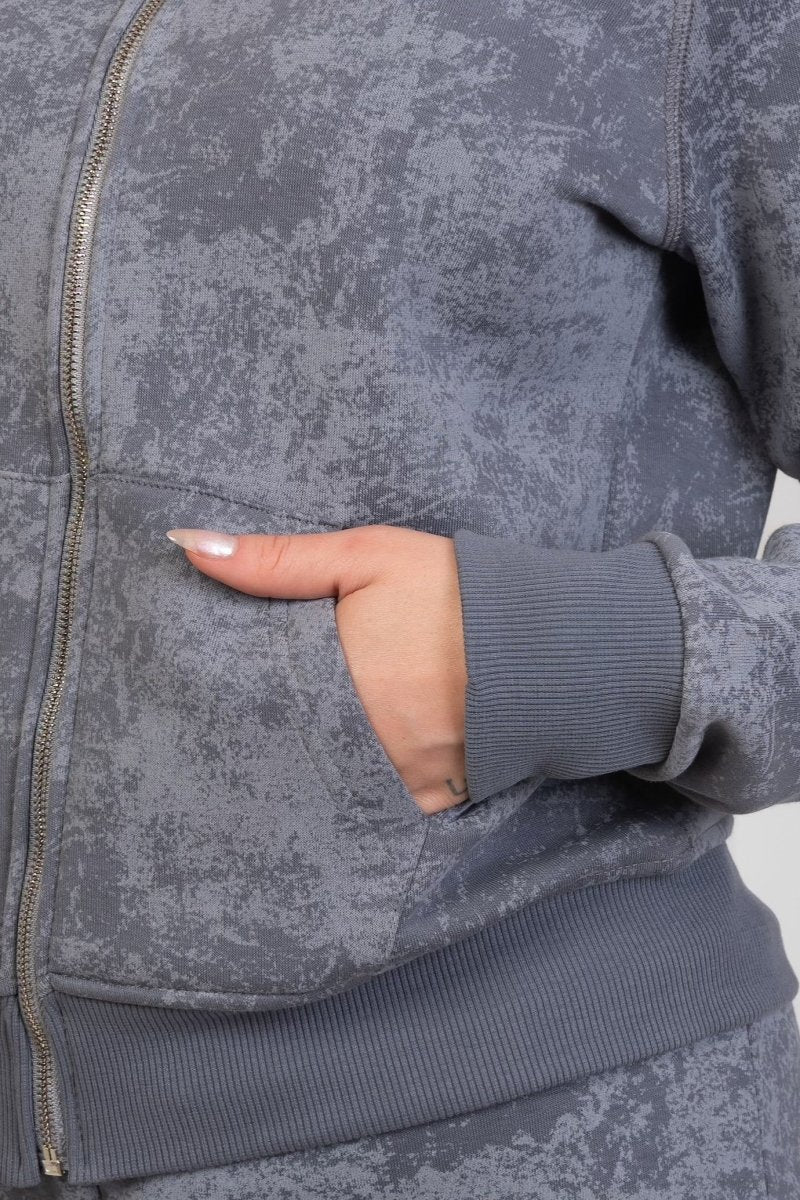 Vintage Wash Zip - Up Top – Charcoal Grey - Hushy Wear