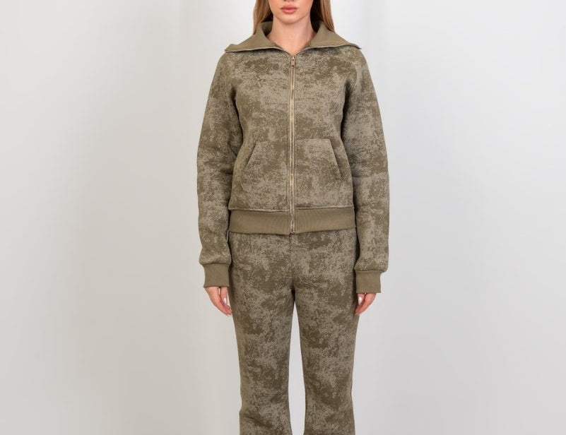 Vintage Wash Zip - Up Top – Olive - Hushy Wear