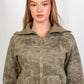 Vintage Wash Zip - Up Top – Olive - Hushy Wear