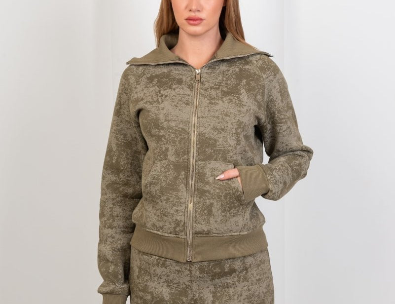 Vintage Wash Zip - Up Top – Olive - Hushy Wear