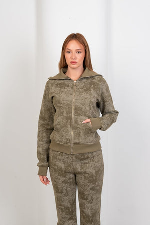 Vintage Wash Zip - Up Top – Olive - Hushy Wear