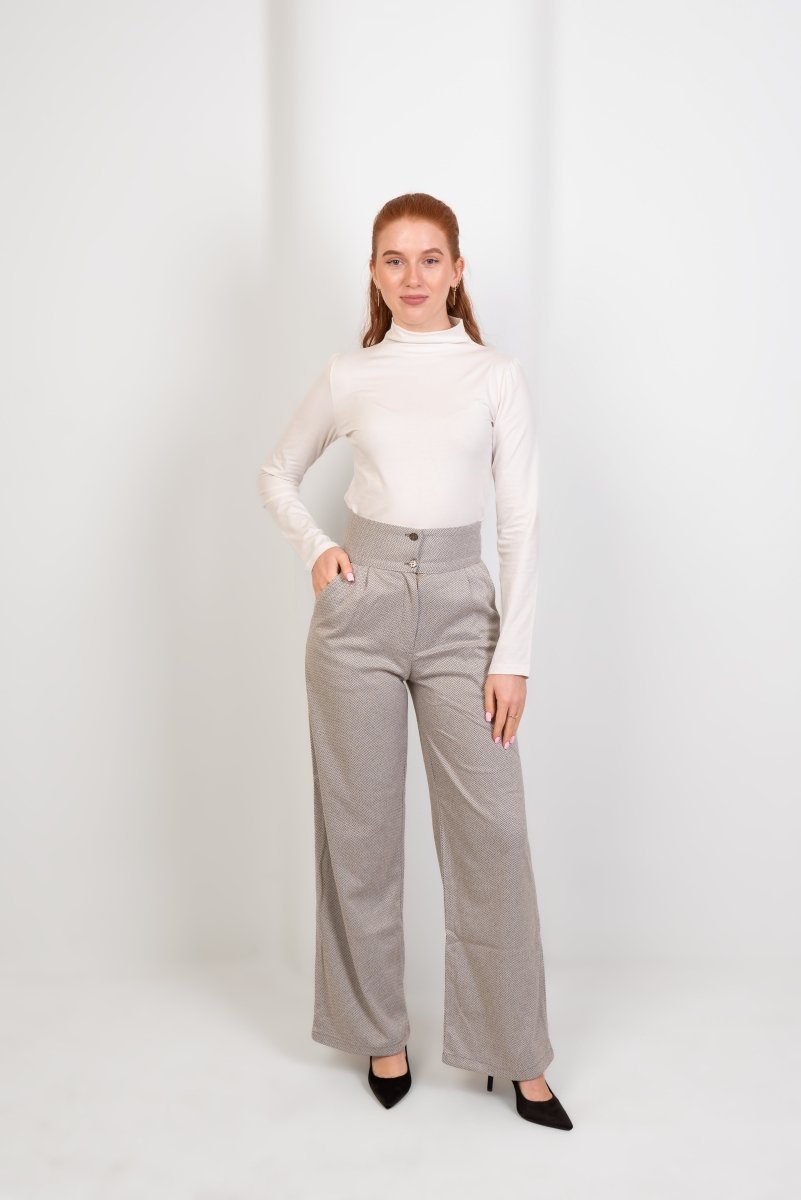 White High - Waist Wool Classic Trousers - Hushy Wear