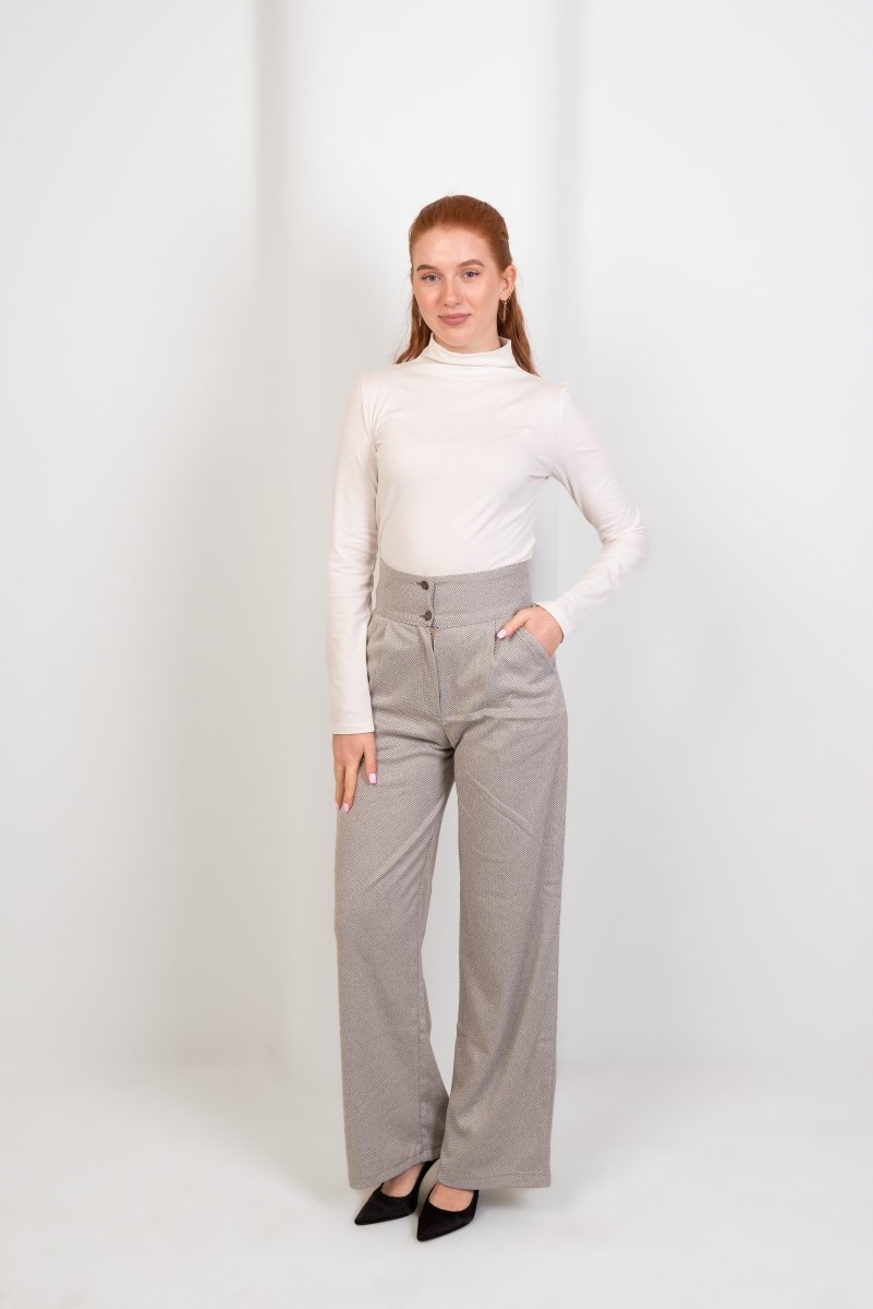 White High - Waist Wool Classic Trousers - Hushy Wear