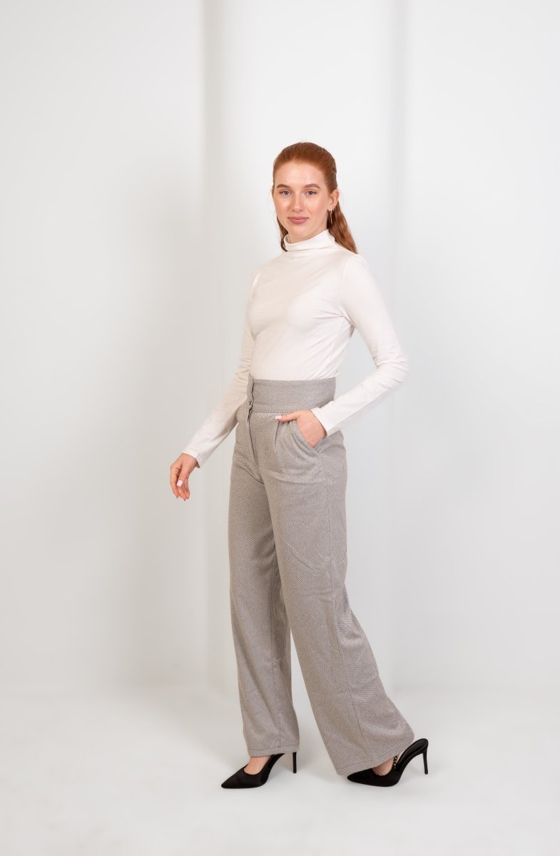 White High - Waist Wool Classic Trousers - Hushy Wear