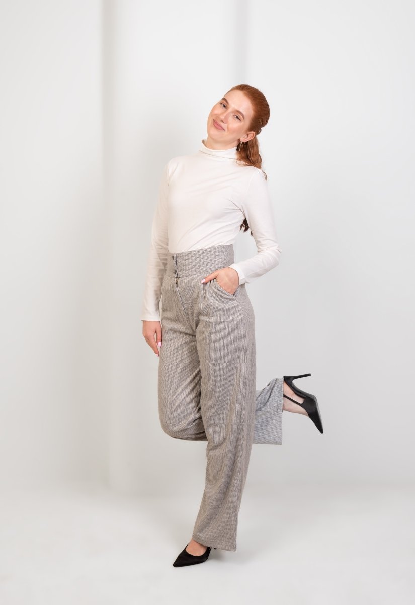 White High - Waist Wool Classic Trousers - Hushy Wear