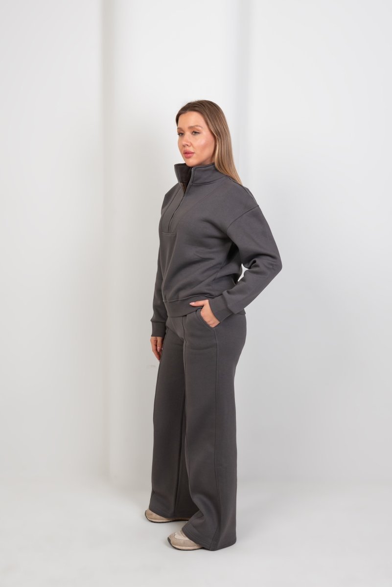 Wide - Leg Lounge Sweatpants – Gray - Hushy Wear