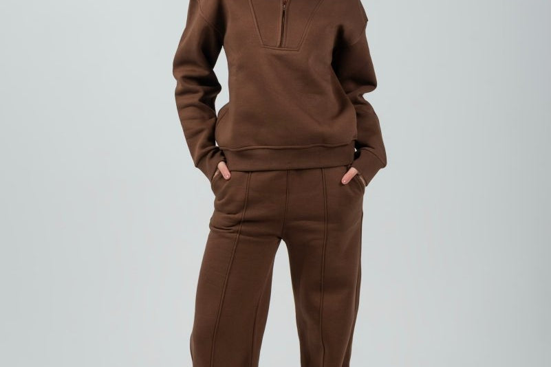 Wide - Leg Lounge Sweatpants – Mocha - Hushy Wear