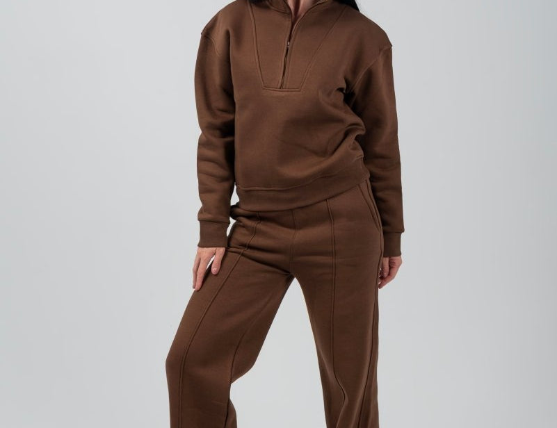 Wide - Leg Lounge Sweatpants – Mocha - Hushy Wear