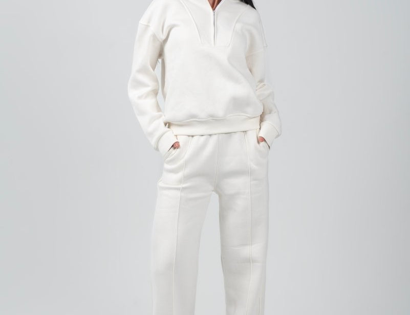 Wide - Leg Lounge Sweatpants – Off - White - Hushy Wear